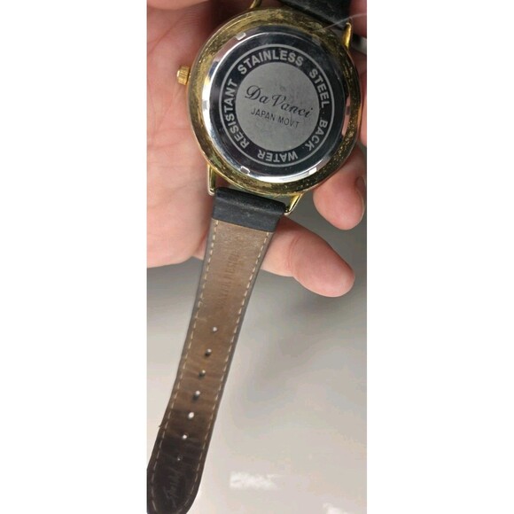 Da Vinci Large Face Mother Of Pearl Quartz Watch With Black Leather Band - Picture 7 of 9